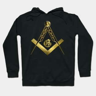 Masonic Square and Compass -Black  Gold Hoodie